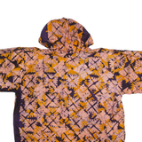 Hooded Womens Printed Shirt Yellow 1/4 Zip Crazy Pattern M