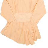 Womens Smock Blouse Orange Collared Long Sleeve XXS