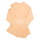 Womens Smock Blouse Orange Collared Long Sleeve XXS