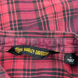 Harley Davidson Checked Flannel Shirt - Small Red Cotton