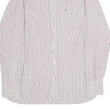 TOMMY HILFIGER Custom Fit Mens Shirt White 80s Striped Long Sleeve M