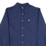 LYLE & SCOTT Mens Plain Shirt Blue Long Sleeve M