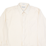 PACE Mens Plain Shirt Cream Long Sleeve M
