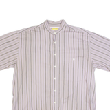ALBANES Mens Shirt Purple 90s Striped L