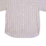 ALBANES Mens Shirt Purple 90s Striped L