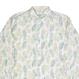MANHATTAN Mens Shirt White 90s Floral Long Sleeve XL