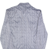 Stretch Mens Shirt Grey Geometric Long Sleeve L