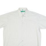 CANDA Mens Shirt Black 90s Striped 2XL