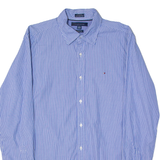 TOMMY HILFIGER Mens Shirt Blue 90s Striped Long Sleeve M