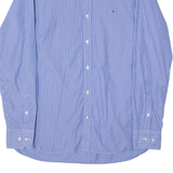 TOMMY HILFIGER Mens Shirt Blue 90s Striped Long Sleeve M