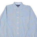 TOMMY HILFIGER Mens Shirt Blue 90s Camouflage Long Sleeve M