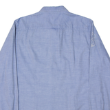 LA MATINA Mens Plain Shirt Blue 90s Long Sleeve M