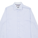 TOMMY HILFIGER Slim Fit Mens Plain Shirt Blue Long Sleeve S