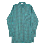 Tall Fit Mens Shirt Green Plaid Long Sleeve S