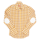 TAILOR STORES Mens Shirt Orange Check Long Sleeve L