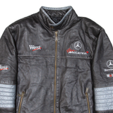 MERCEDES BENZ Racing Quilted Lined Mens Jacket Black Leather 3XL