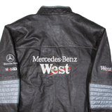 MERCEDES BENZ Racing Quilted Lined Mens Jacket Black Leather 3XL