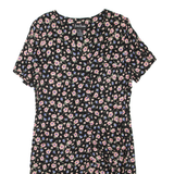 JAMIE BROOKS Womens Day Dress Black Floral Short Sleeve Knee Length UK 14