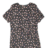 JAMIE BROOKS Womens Day Dress Black Floral Short Sleeve Knee Length UK 14