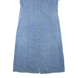 LIZ CLAIRBORNE Womens Day Dress Blue Denim Short Sleeve Midi S