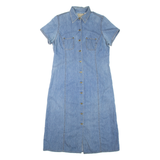 LIZ CLAIRBORNE Womens Day Dress Blue Denim Short Sleeve Midi S