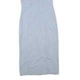 TICKETS Womens Day Dress Blue Denim Striped Sleeveless Midi L