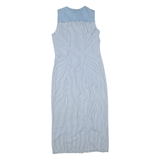 TICKETS Womens Day Dress Blue Denim Striped Sleeveless Midi L