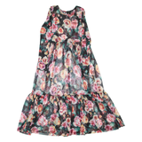 ART CLASS Womens Day Dress Black Floral Long Sleeve Midi S