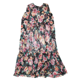 ART CLASS Womens Day Dress Black Floral Long Sleeve Midi S