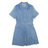 EDITIONS Womens Shirt Dress Blue Denim Short Sleeve Short M