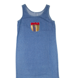 Womens Shift Dress Blue Denim Sleeveless Midi L