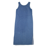 Womens Shift Dress Blue Denim Sleeveless Midi L