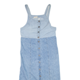 FADED GLORY Womens Day Dress Blue Denim Striped Sleeveless Midi M