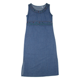 JANE ASHLEY Womens Shift Dress Blue Denim Sleeveless Midi S