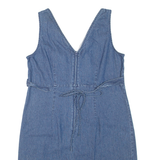 FADED GLORY Womens Day Dress Blue Denim Floral Sleeveless Short L