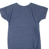 Womens Day Dress Blue Denim Floral Short Sleeve Short L