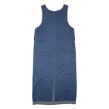 BASIC EDITIONS Womens Shift Dress Blue Denim Floral Sleeveless Long M