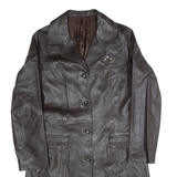 DISNEY DONALDSON Womens Trench Coat Black Leather 90s S