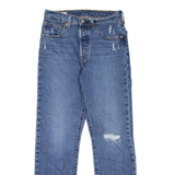 LEVI'S 501 Jeans Premium Distressed Womens Blue Regular Straight W25 L28