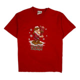 Grumpy Disney Christmas T-Shirt - Medium Red Cotton
