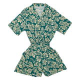 TORI RICHARD Womens Playsuit Green Floral Wide-Leg Viscose L