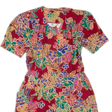 STUDIO Womens Playsuit Red Crazy Pattern Wide-Leg Viscose L