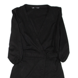 ZARA Belted Womens Playsuit Black Wide-Leg S