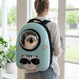 Anypet Blue Cat Print Space Capsule Pet Carrier – Breathable Travel Bag for Small Pets