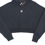 ADIDAS Cropped Womens Black Hoodie UK 8