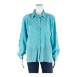 SPENGLER MODE Womens Printed Shirt Blue Collared 90s Polka Dot L