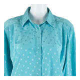 SPENGLER MODE Womens Printed Shirt Blue Collared 90s Polka Dot L