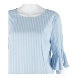 CALVIN KLEIN Womens Printed Blouse Blue 3/4 Sleeve Striped M