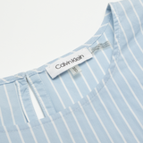 CALVIN KLEIN Womens Printed Blouse Blue 3/4 Sleeve Striped M