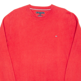 TOMMY HILFIGER Mens Jumper Red Tight Knit L
